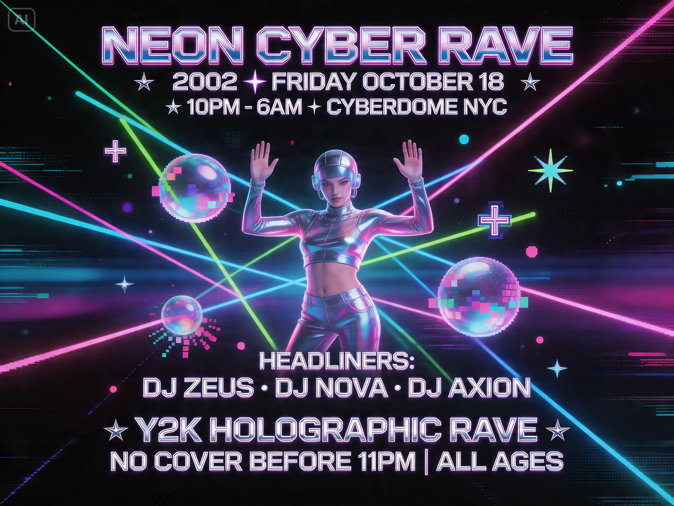 Solicitud para un póster de rave Y2K