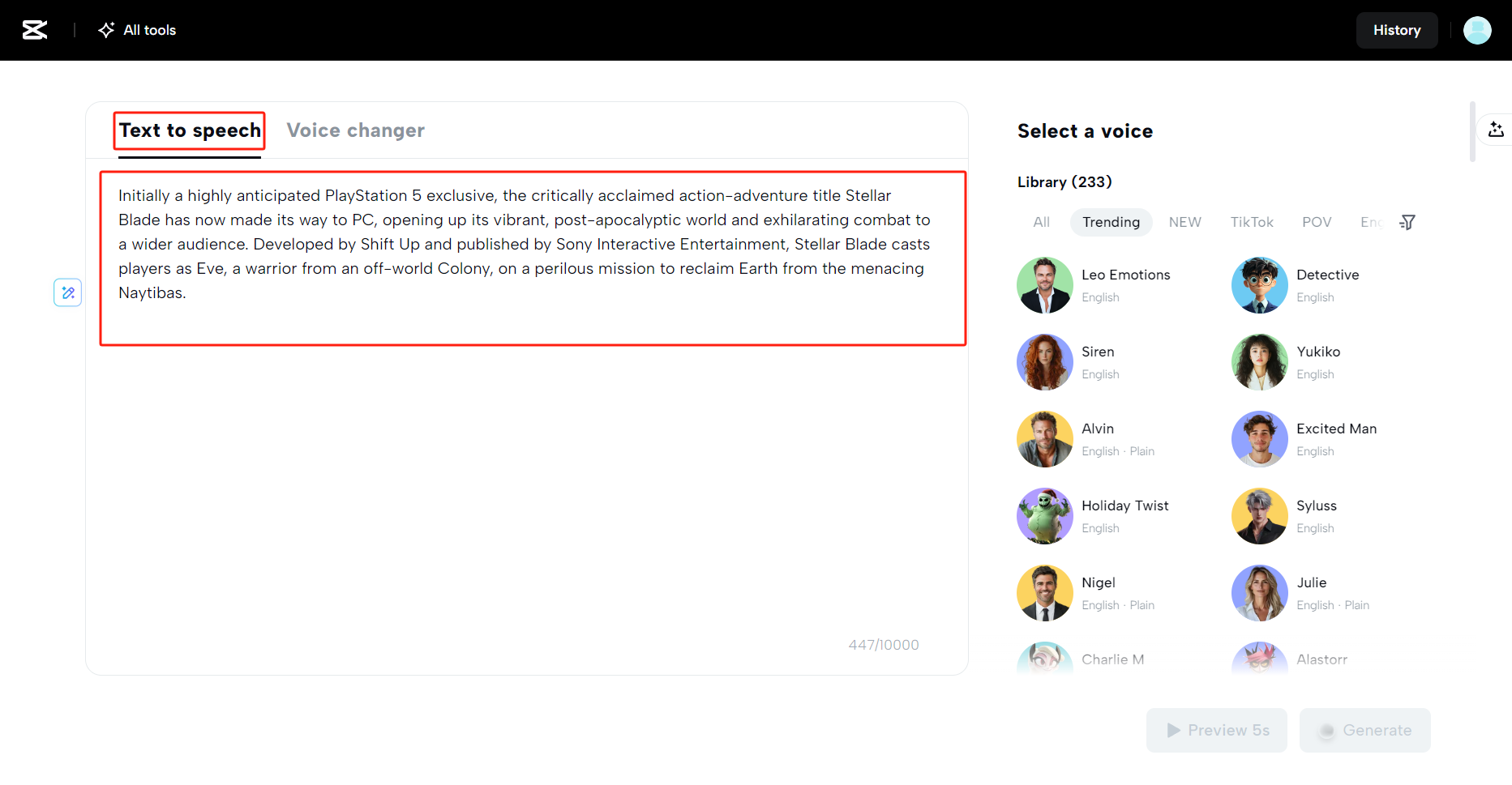 Geben Sie Ihr Skript ein oder erstellen Sie es mit KI