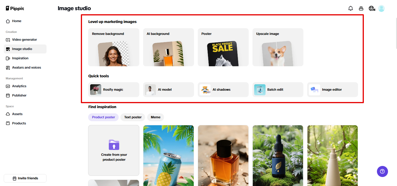 Image Studio in Pippit