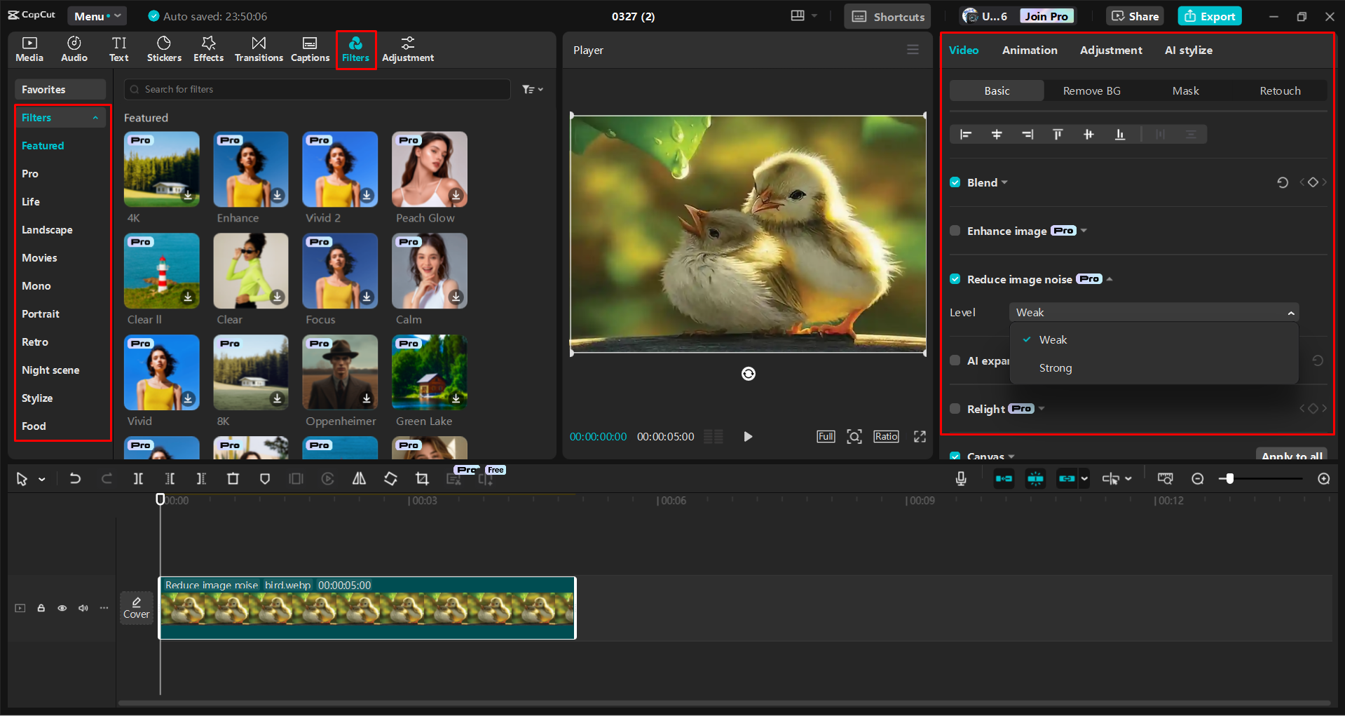 Editing the image sequences in the CapCut desktop video editor