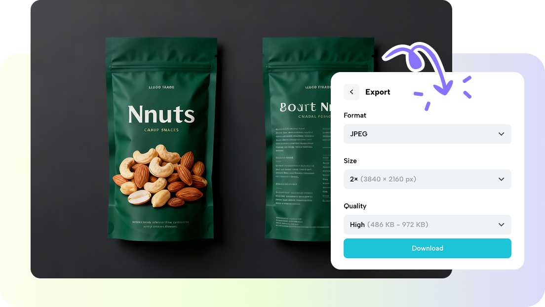 High-resolution, print-ready packaging visuals