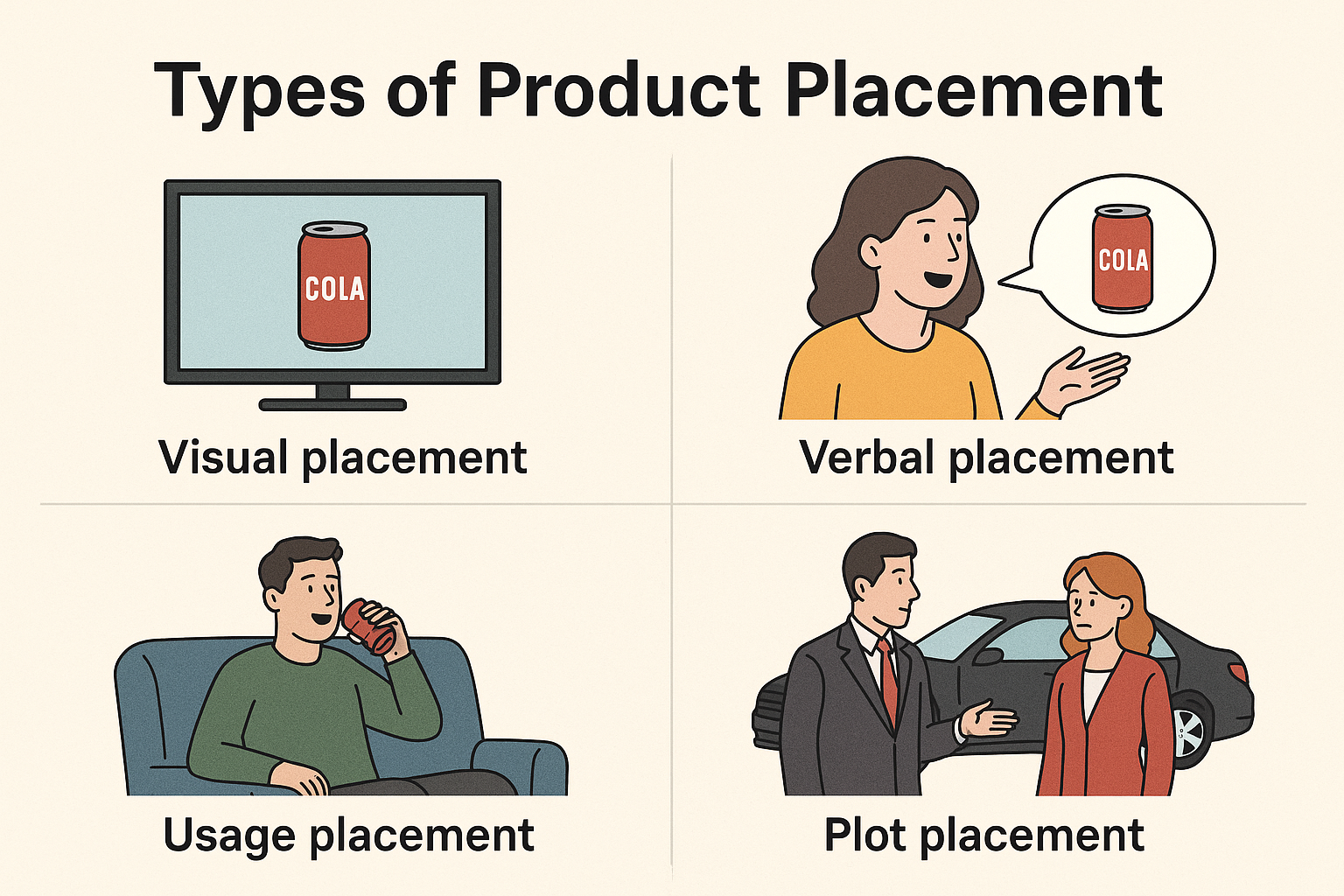 Different types of product placement