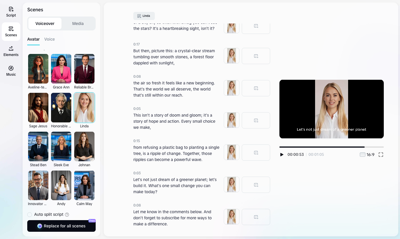 Customize Scenes and Voiceovers
