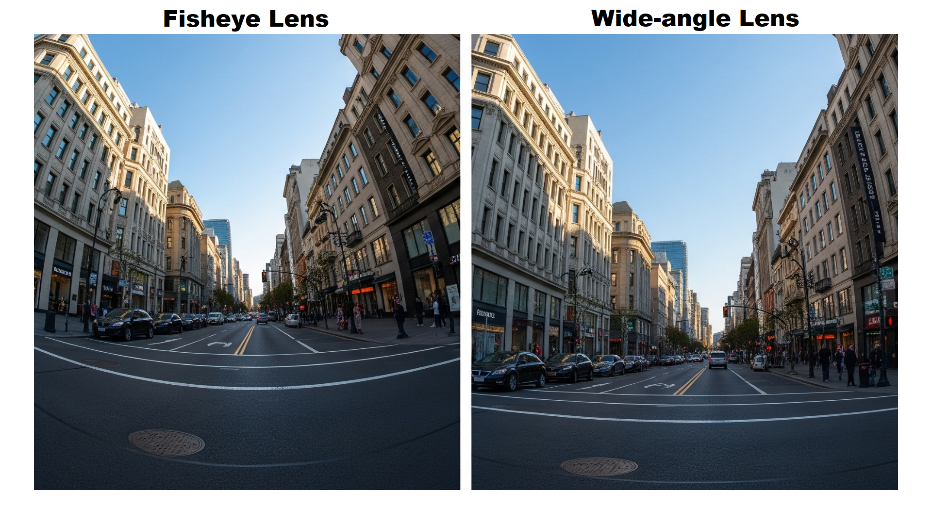 Difference between fisheye and wide-angle lens