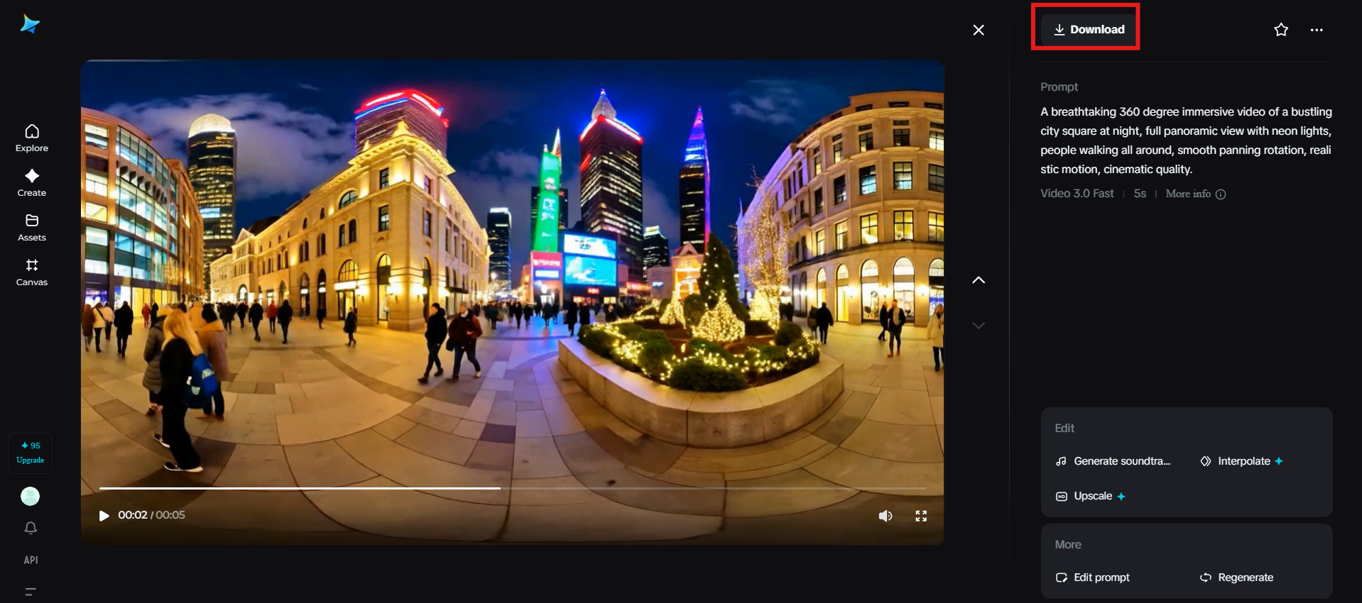 Download a 360-degree video