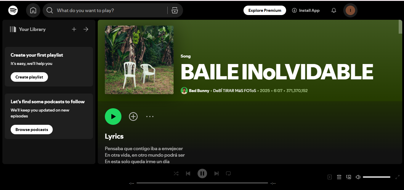 Cover of BAILE INoLVIDABLE – one of the top streamed songs on Spotify today