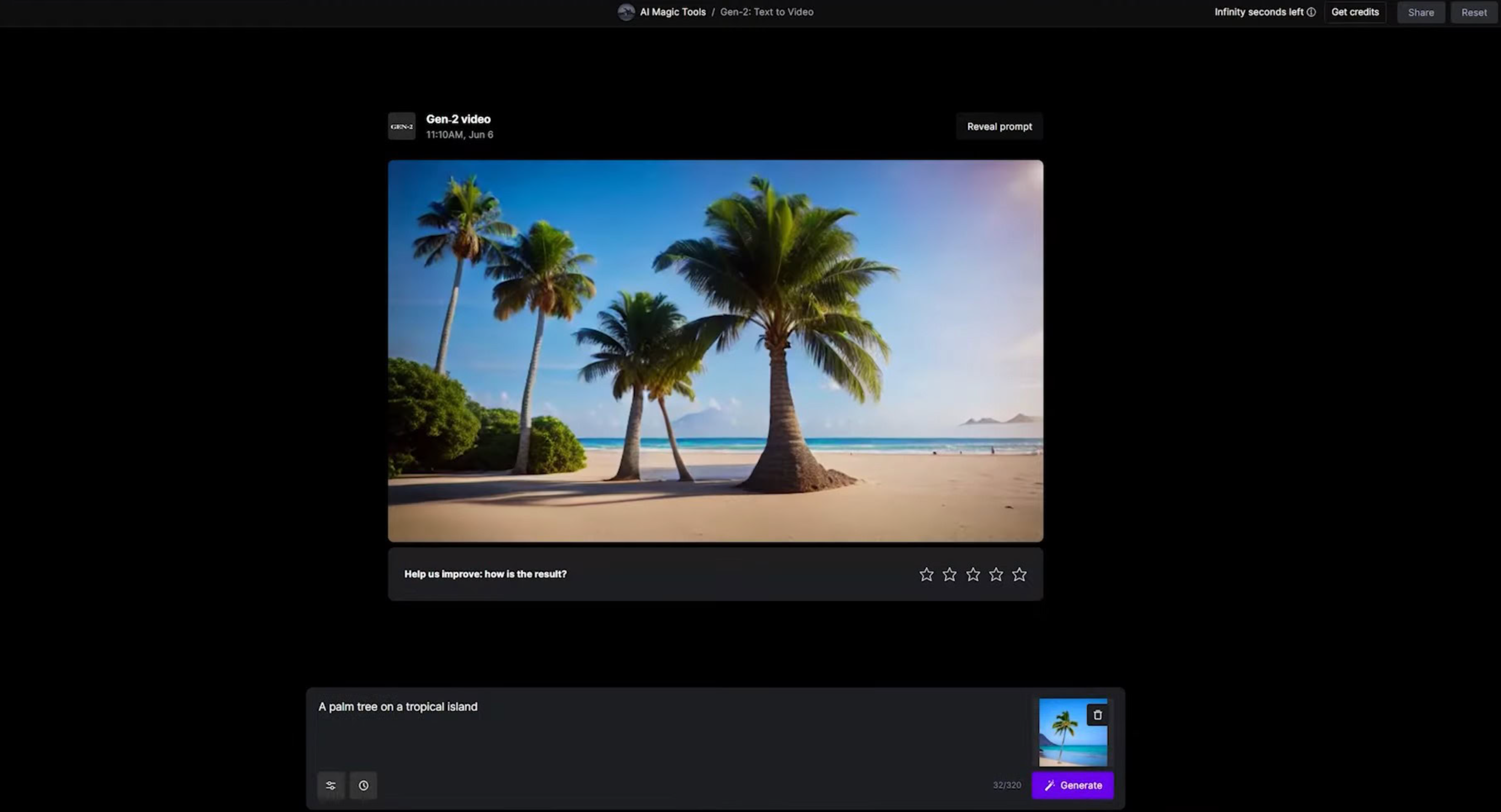 Writing a text prompt in RunawayML text to video generator