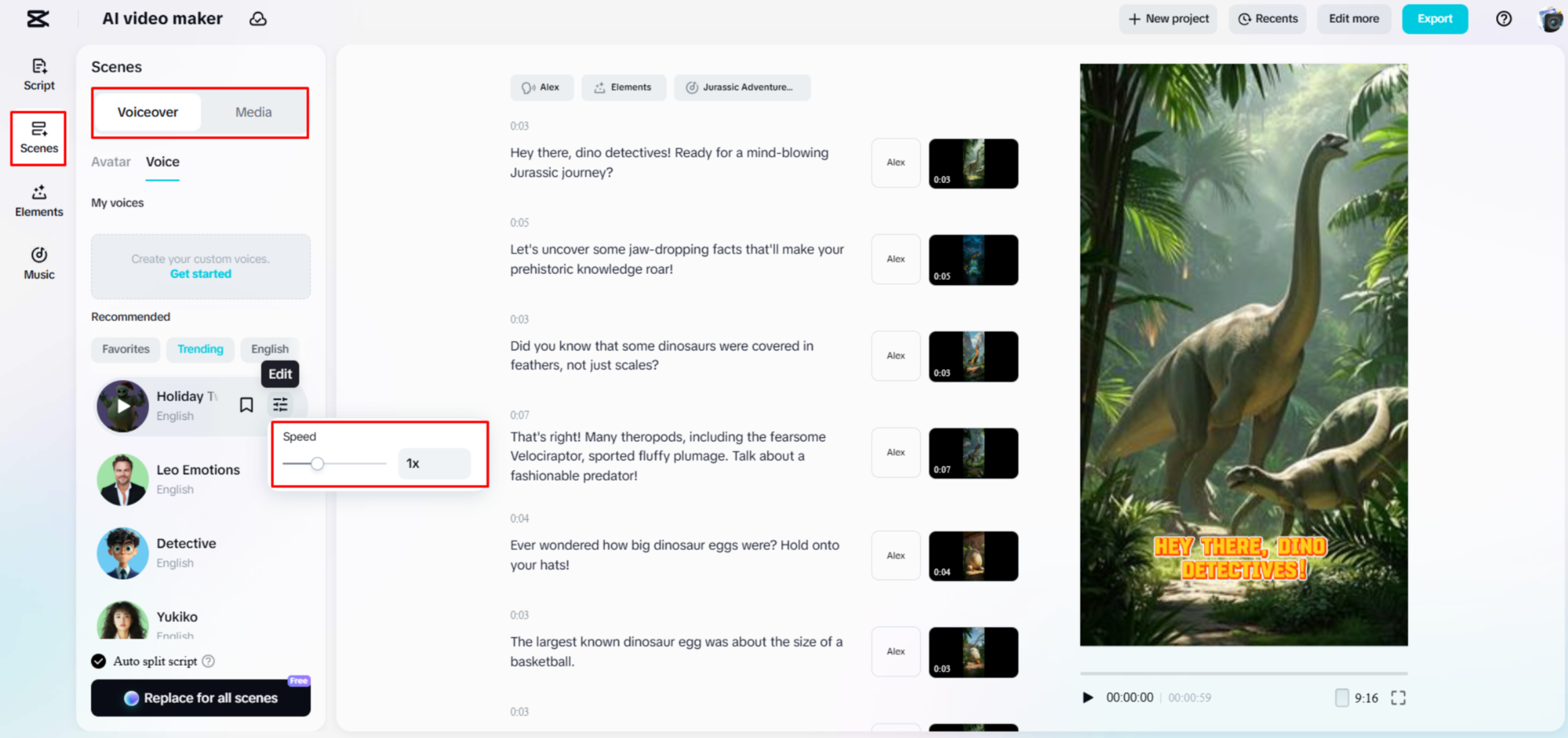 Eine Sprachaufnahme zu einem Video in CapCut Web hinzufügen