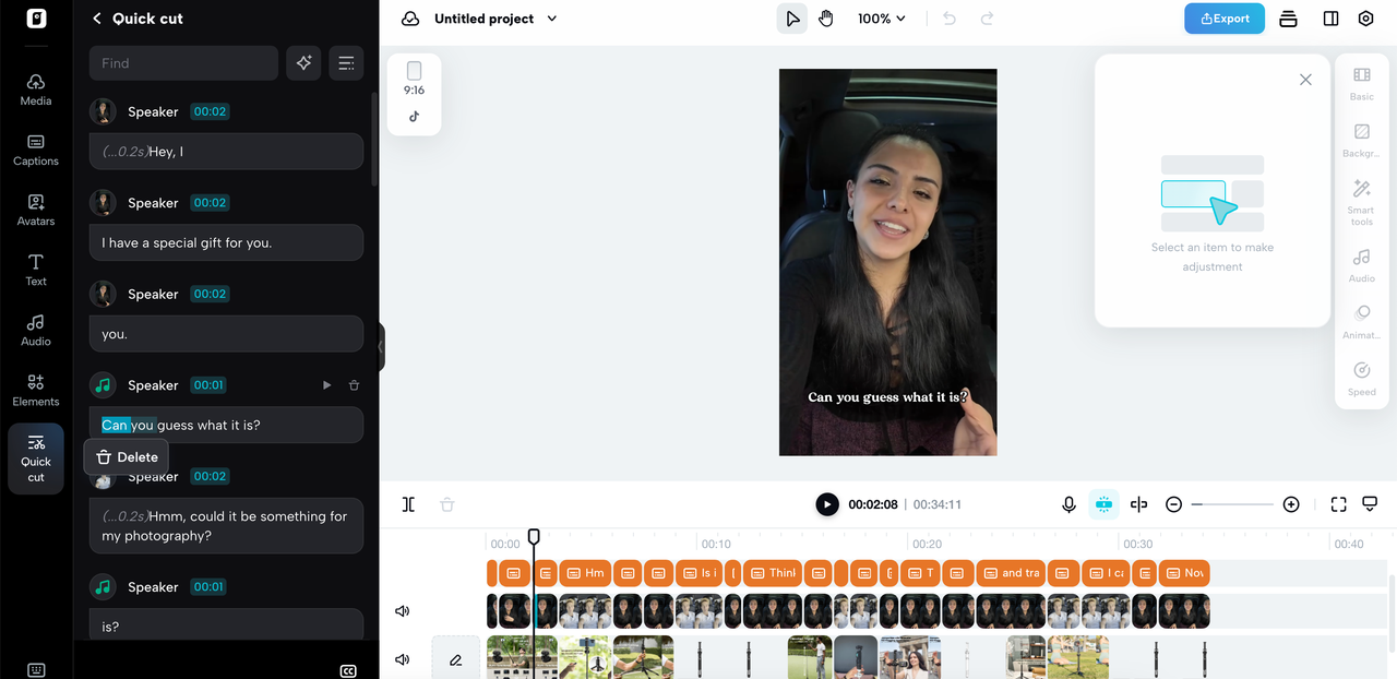 Gupitin ang iyong video gamit ang mga teksto