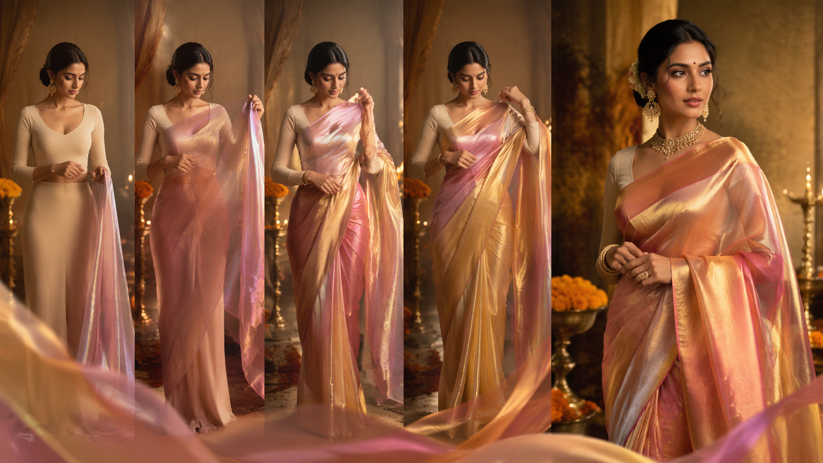 Dreamina IA Saree try On exemplo imediato 6: Estilo de bordado floral