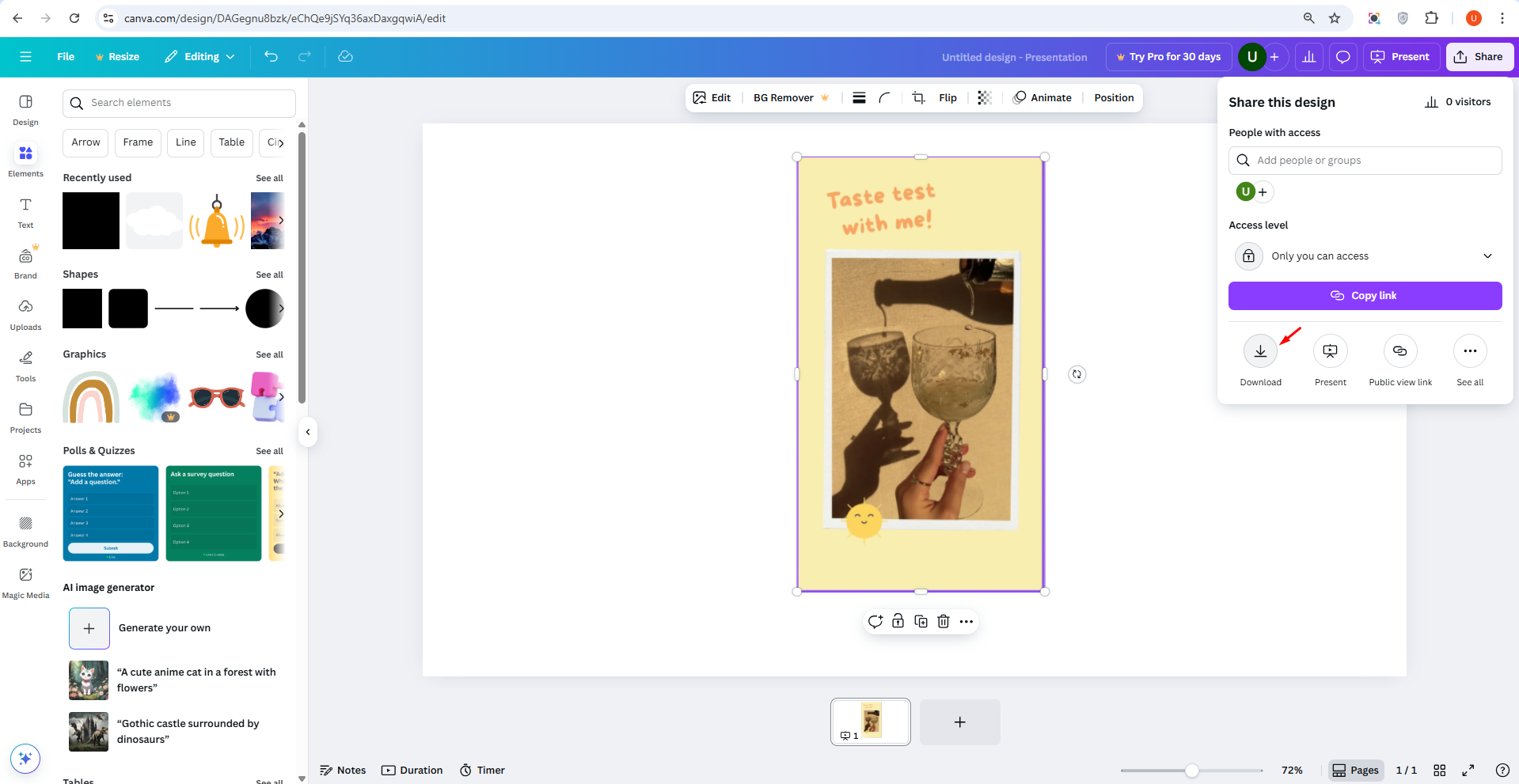 Downloading or exporting a YouTube Short from Canva