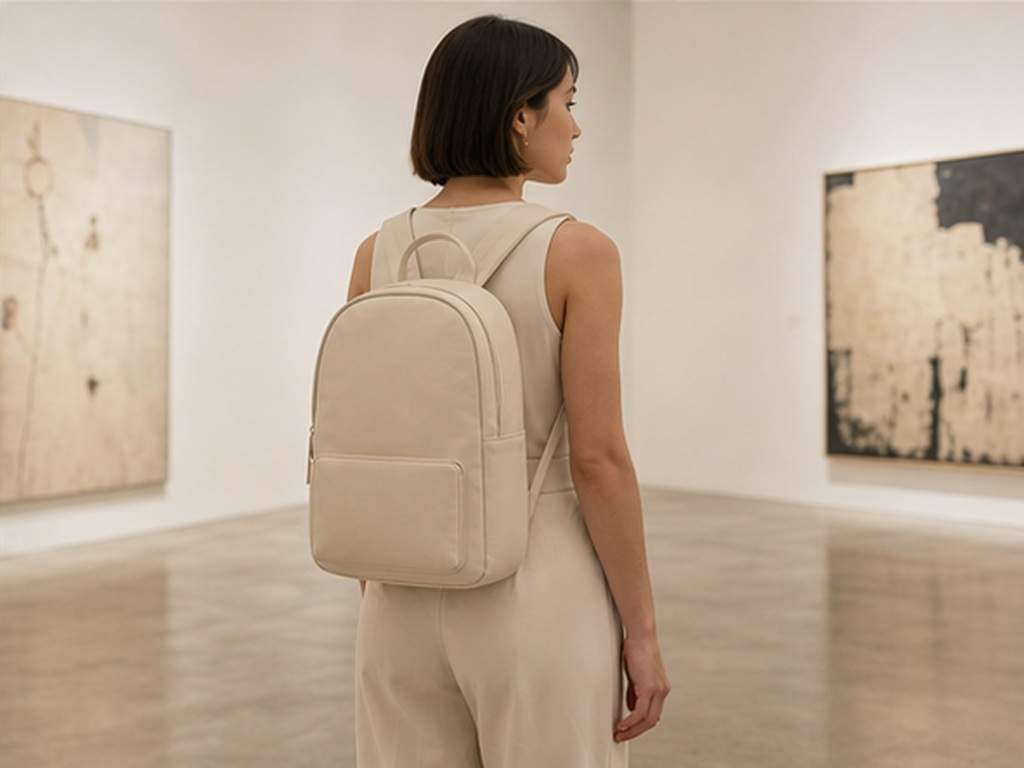 Virtual Backpack Try On Video prompt example 6 - Fashion backpack editorial
