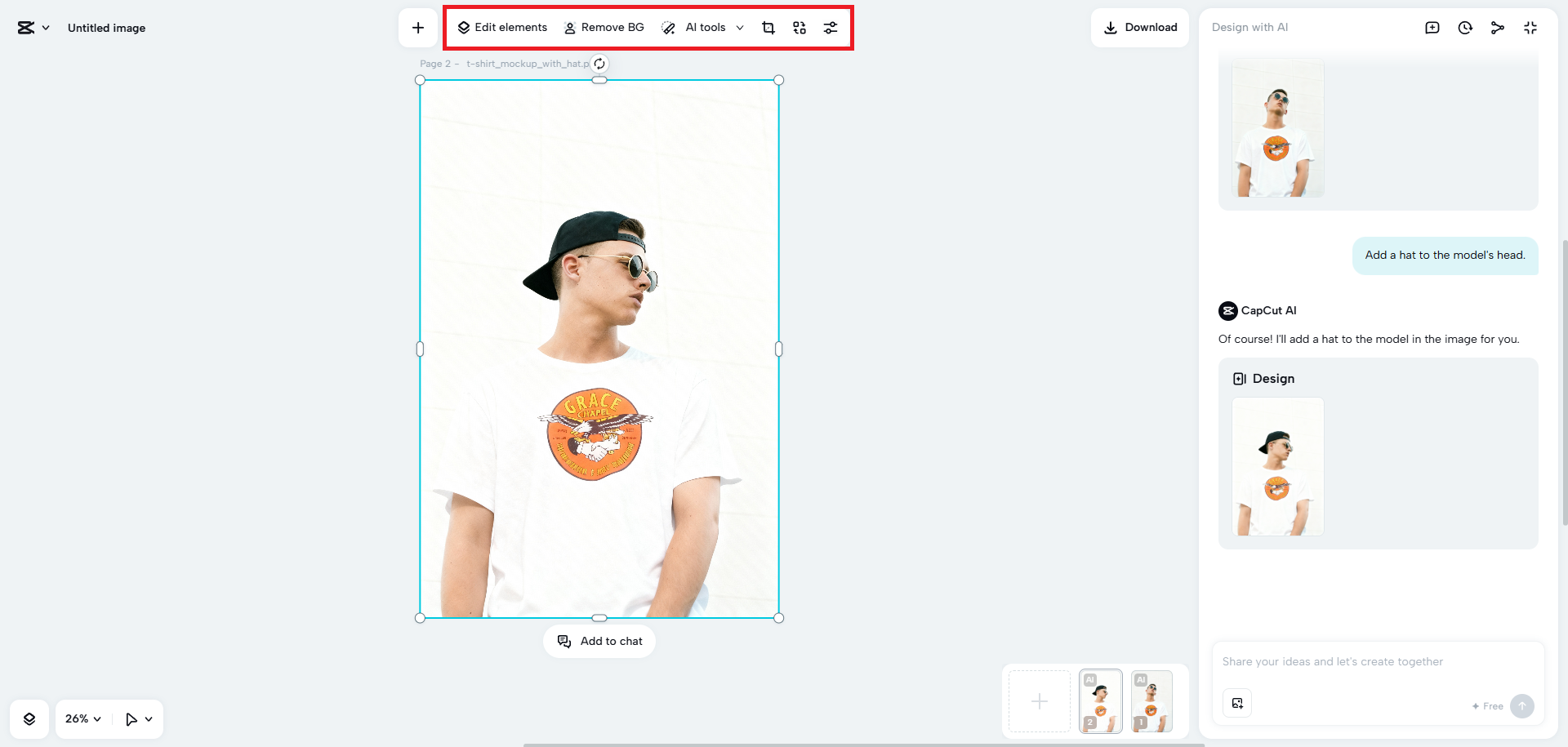 Edit the created mockup image