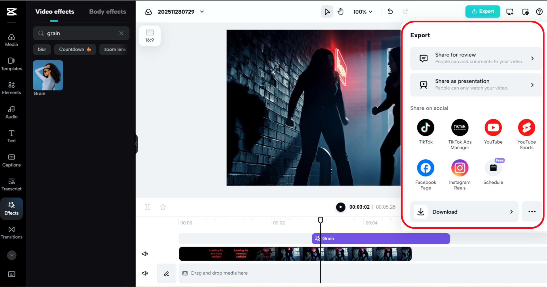Download and share your overlay video from CapCut Web