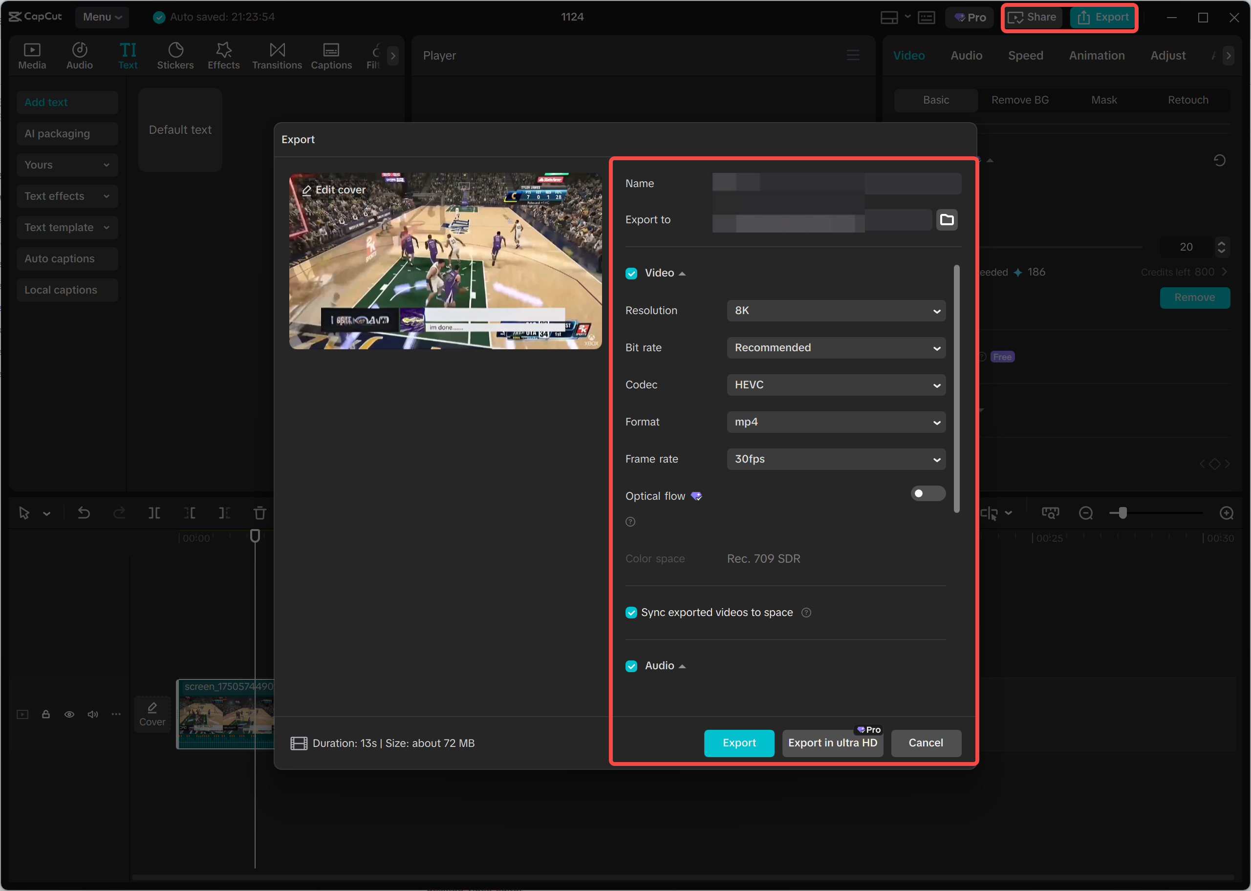 Exporting the final video from the CapCut desktop video editor