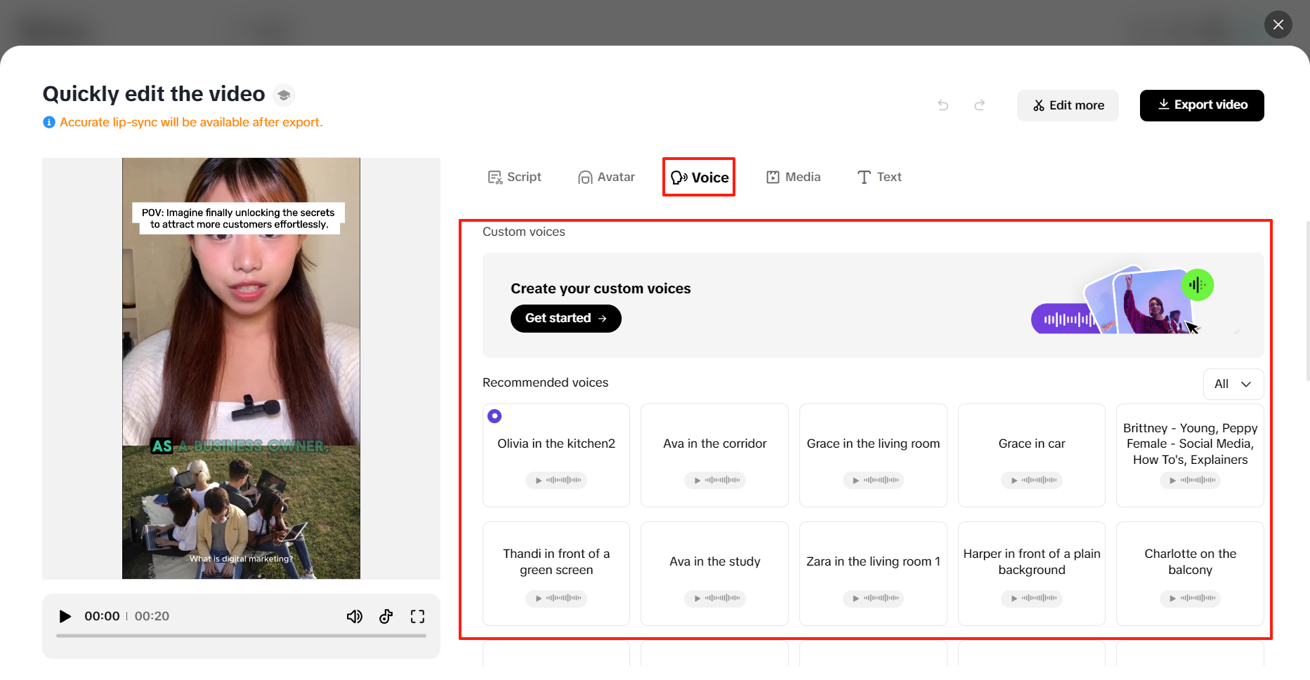 Customizable brand voice narration