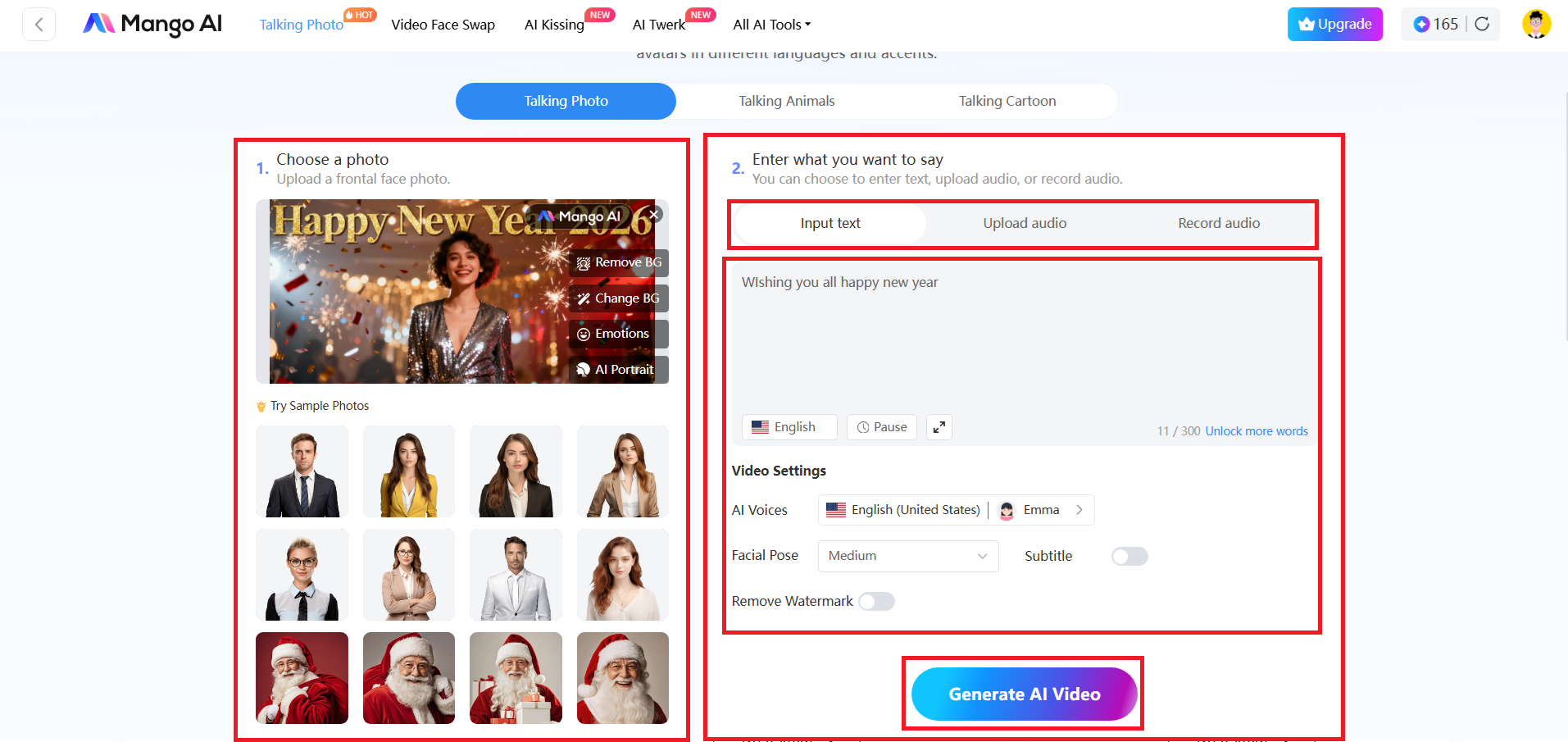 Add your script and choose the voice