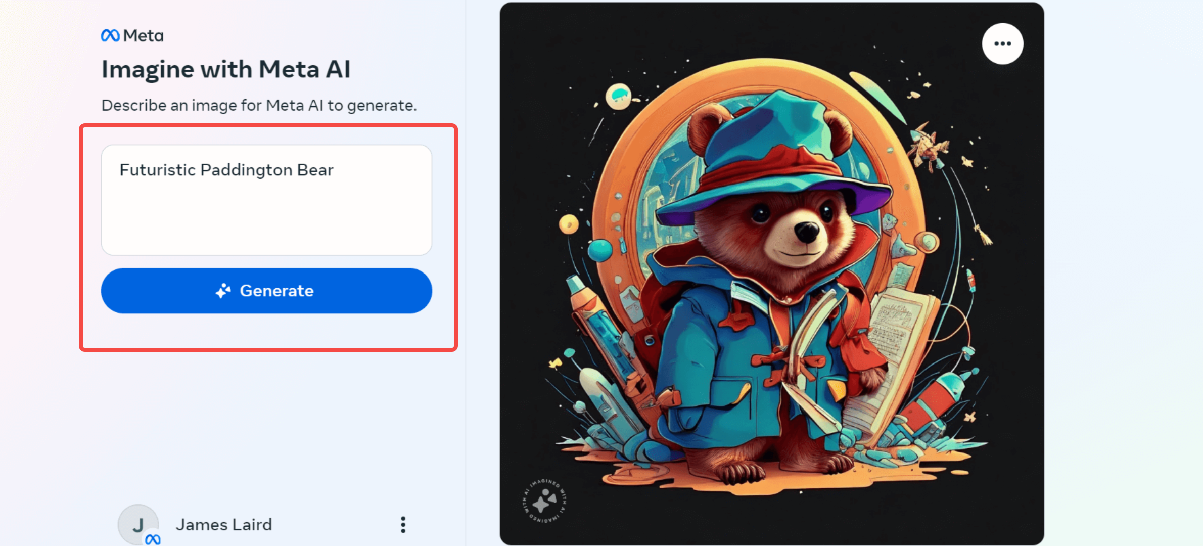 Using the Meta AI image generator on a browser