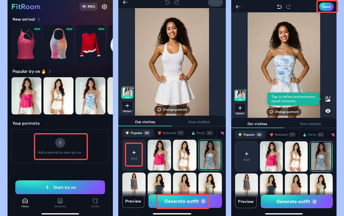 Generieren Sie Outfits mit der FitRoom-App