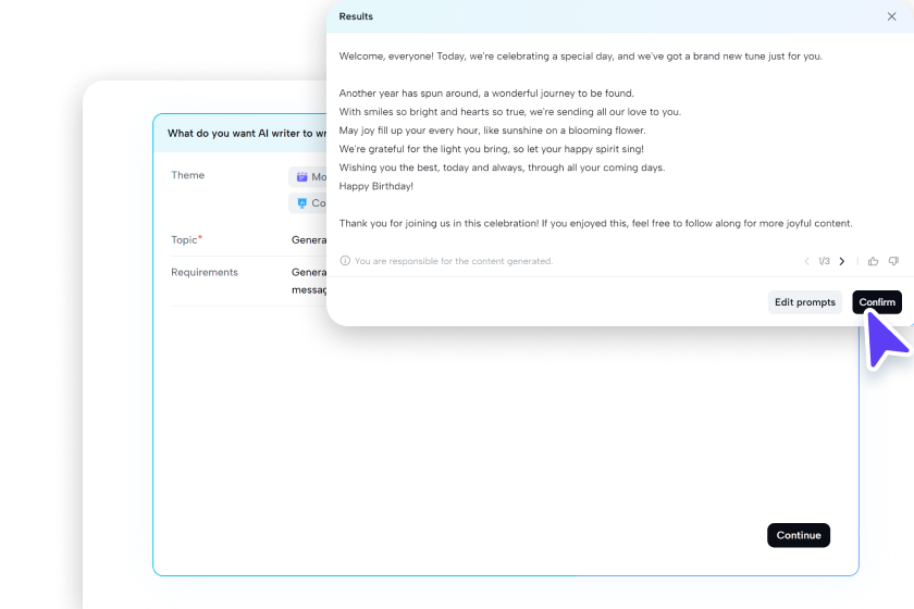 Typing a prompt in the AI writer to generate song lyrics