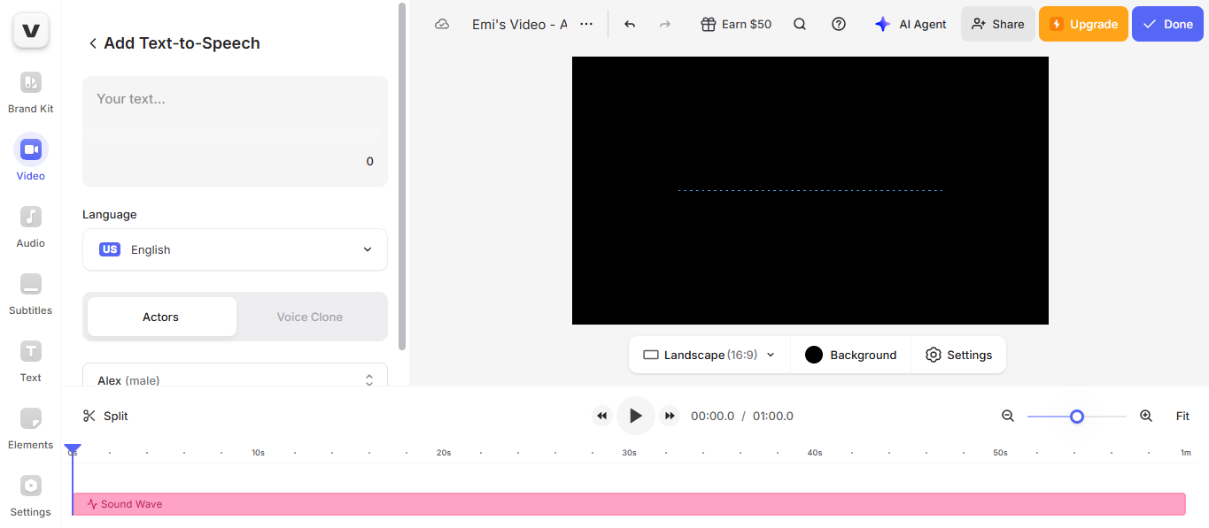 Interfaz de VEED.io