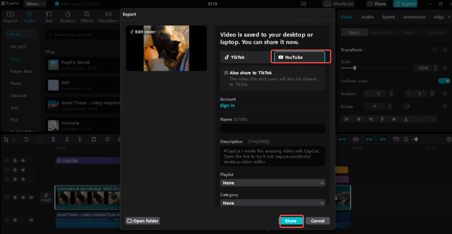Eksportowanie i udostępnianie wideo na YouTube