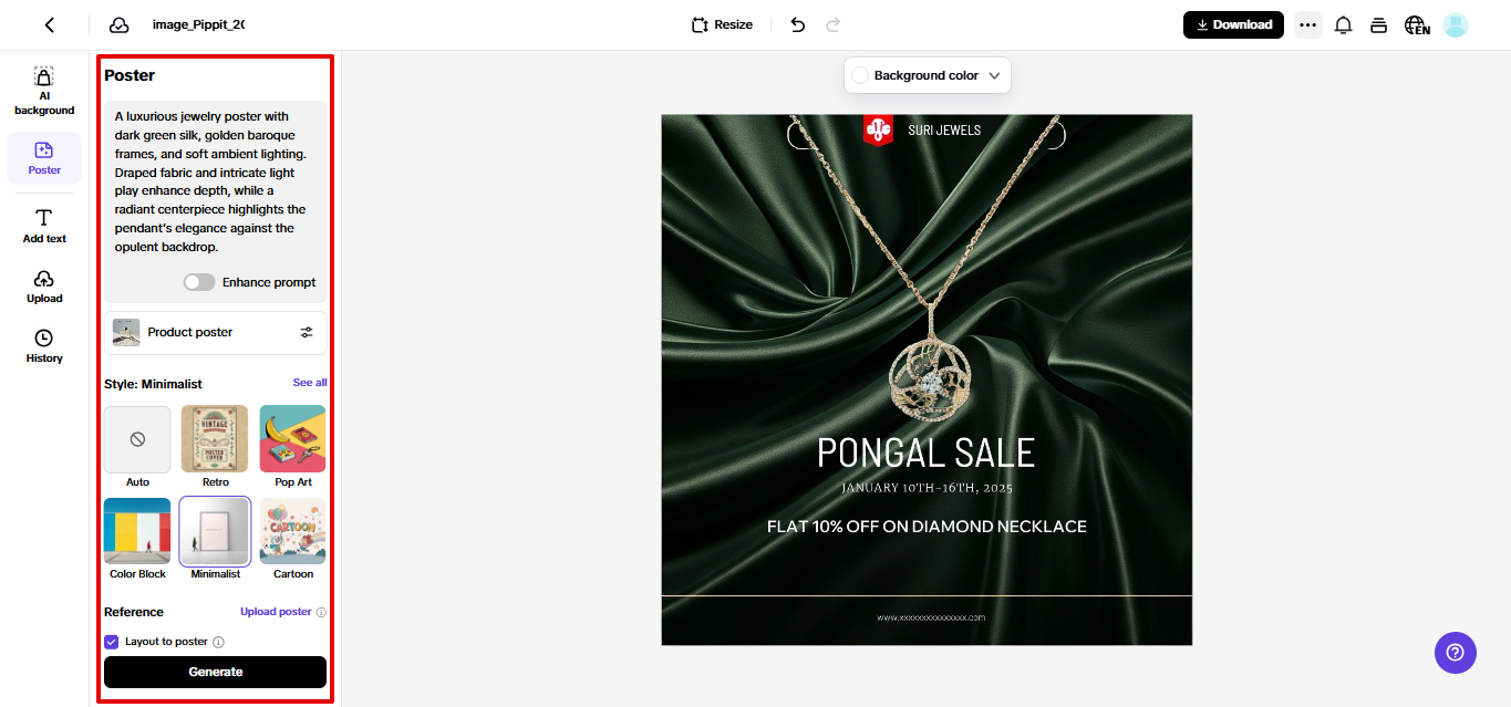 Pippit poster generator