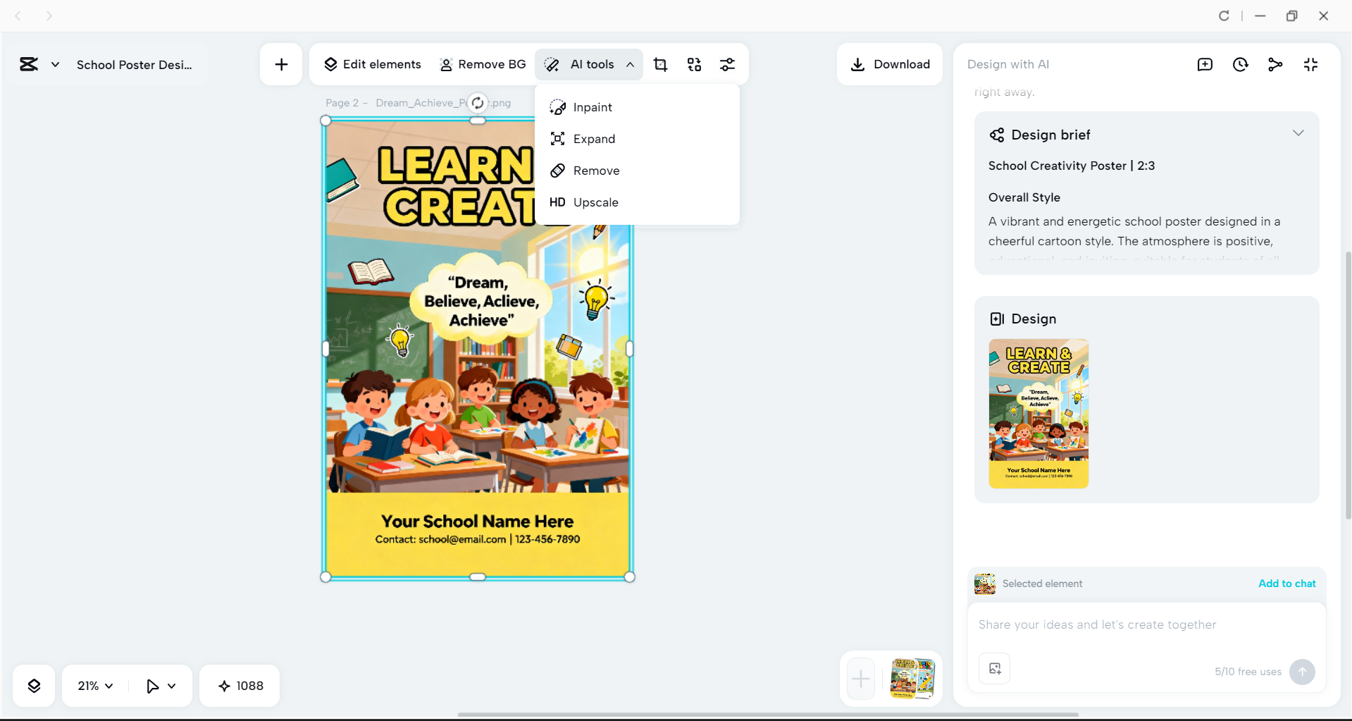 Interface of the CapCut desktop video editor - a quick way to make poster designs for school