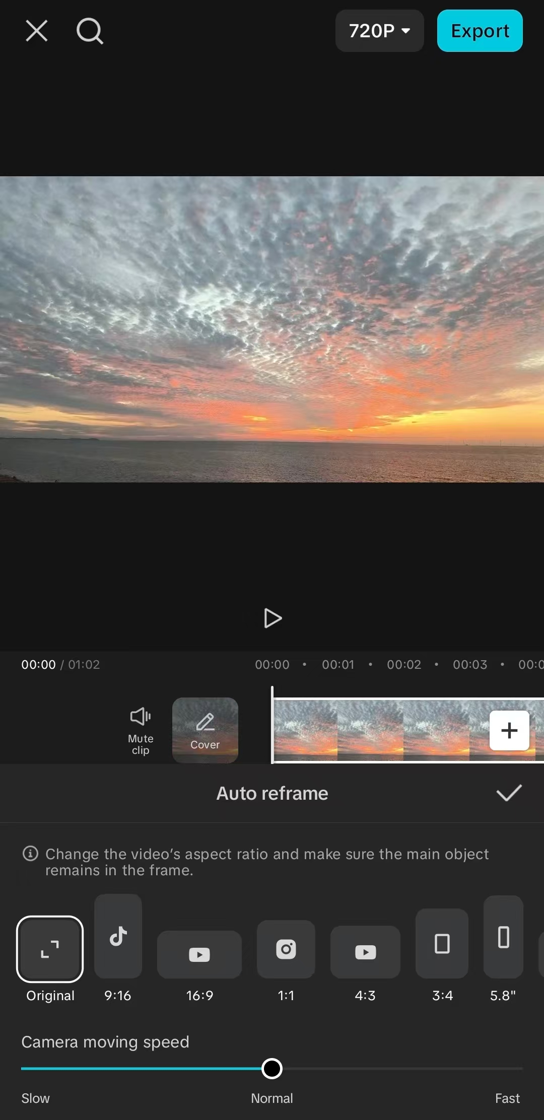 Encuentra Reencuadre automático en la aplicación móvil