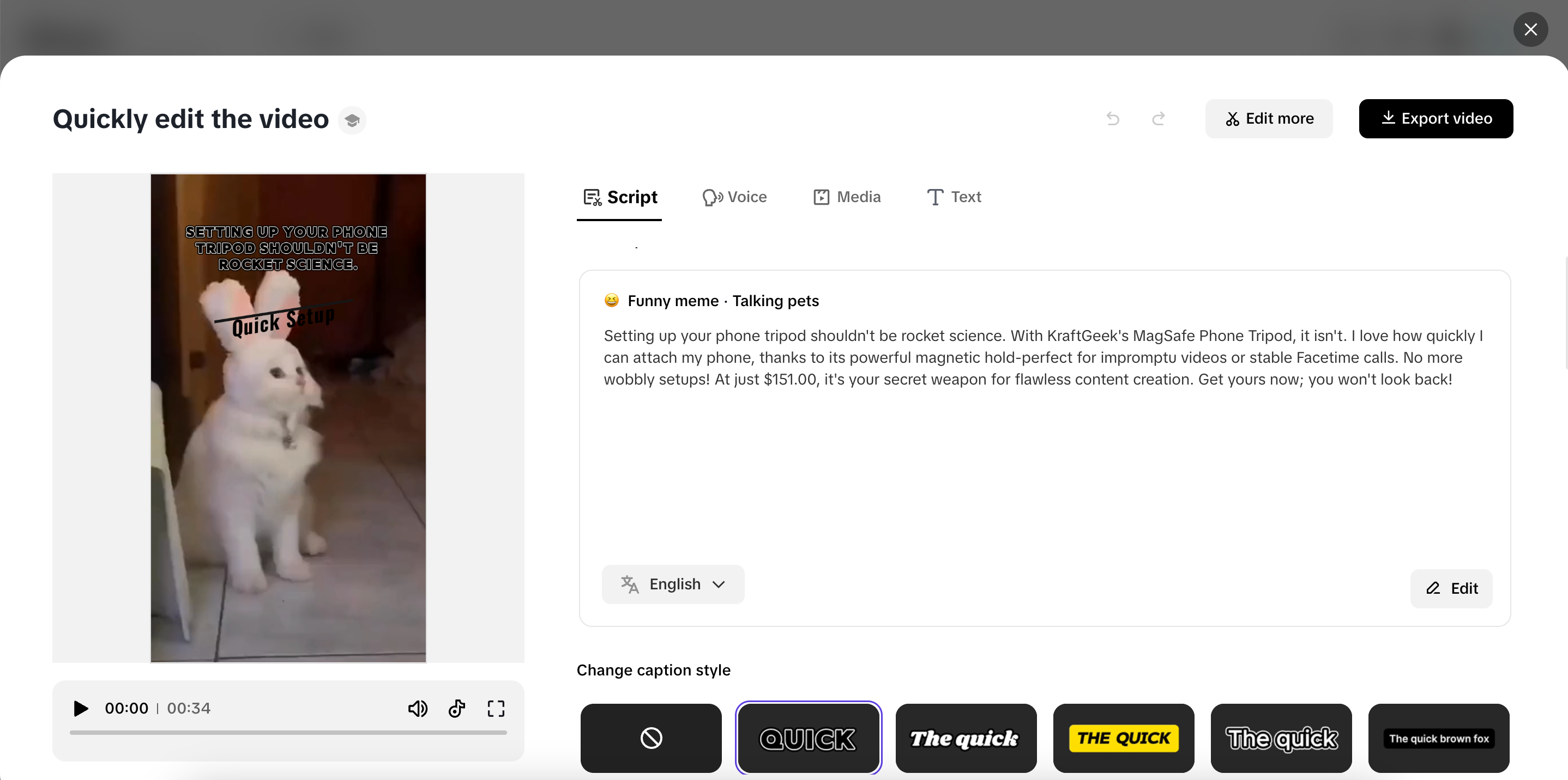 I-adjust ang script, avatar at mga boses.