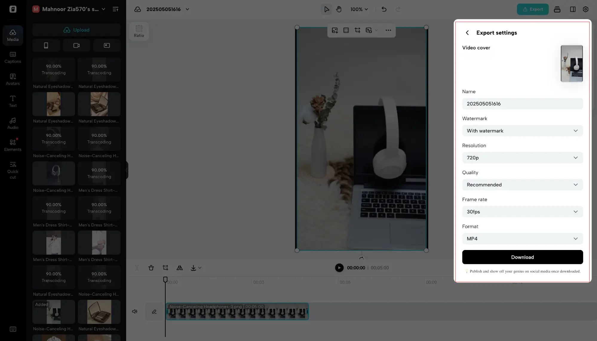 Export the extracted audio