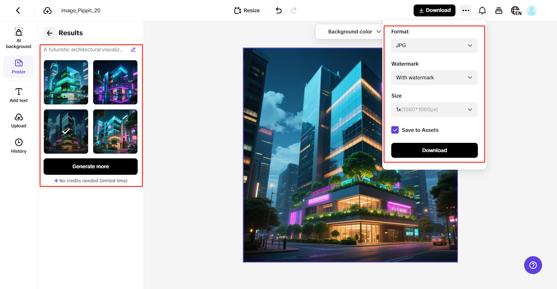 Select, customize and download