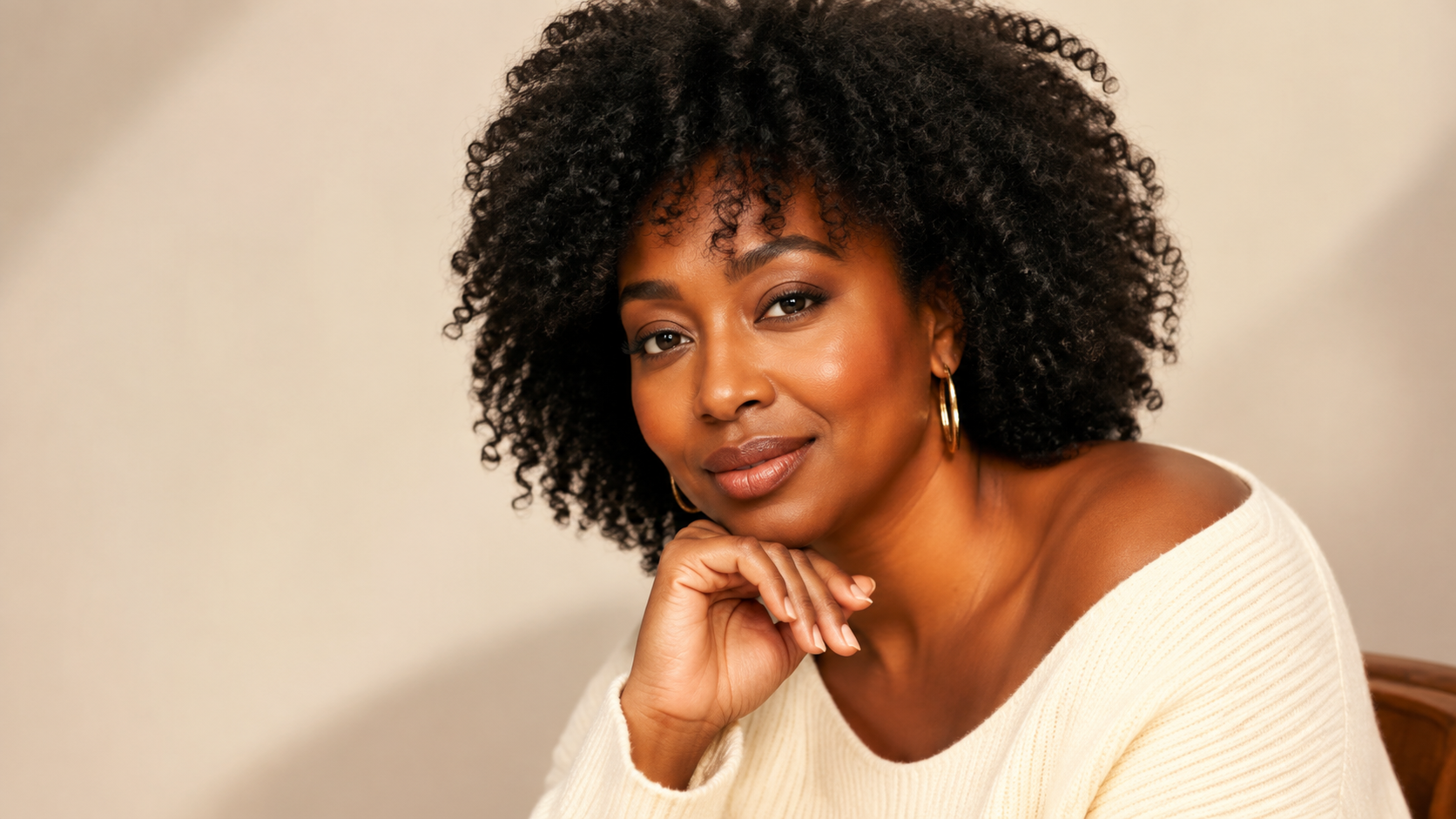 Curly-Hair Studio Portrait for free ai black girl generator