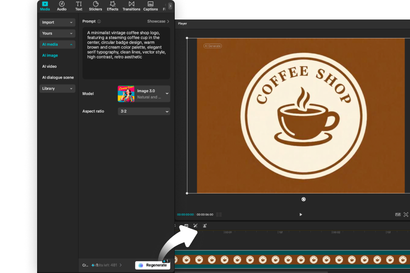 Generate logo using CapCut's AI logo maker