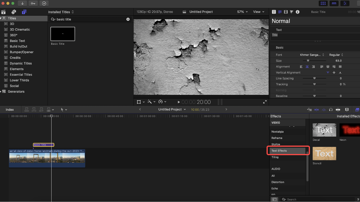 Adjust visual effects