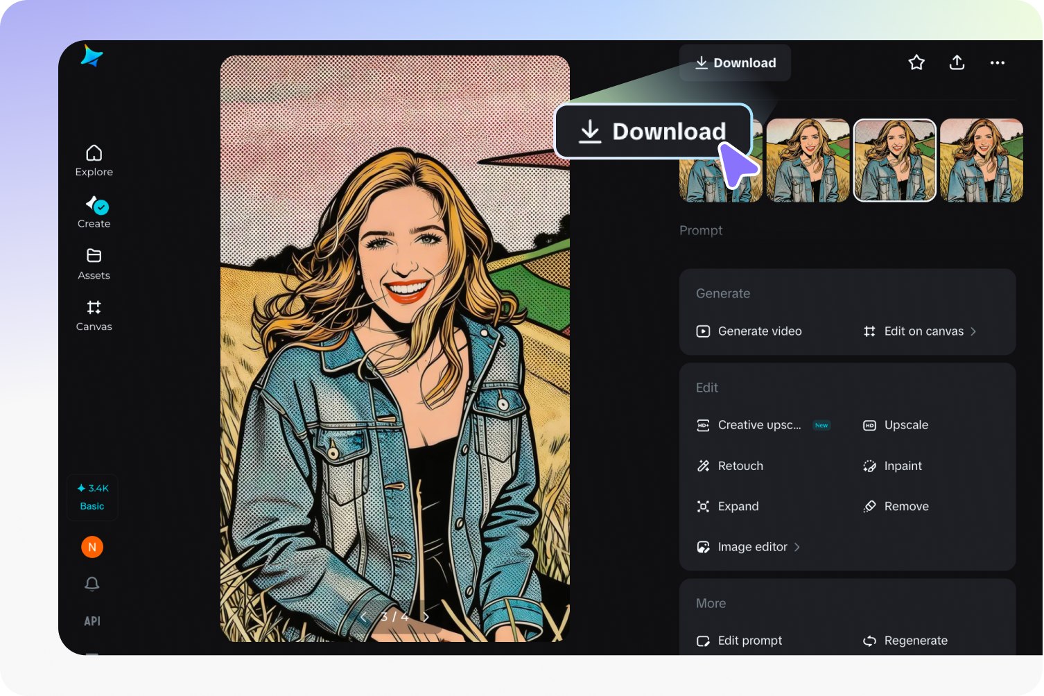 Exportar la foto de arte pop en Dreamina