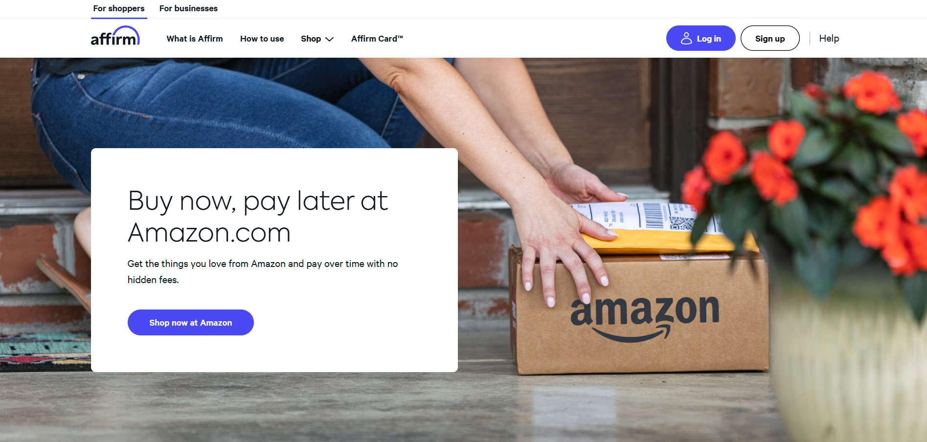 Página inicial da Amazon (via Affirm)