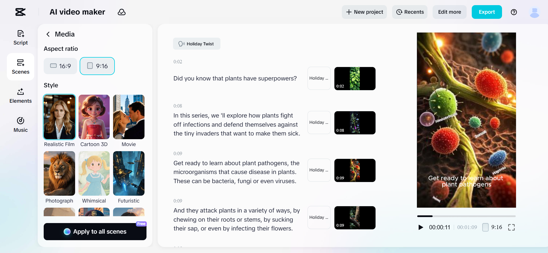 Interface of the CapCut Web - free mind map maker