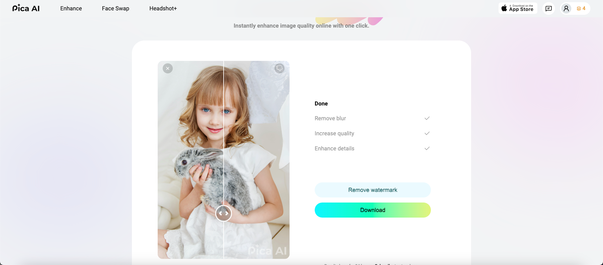 Pica AI bilduppskalningssida
