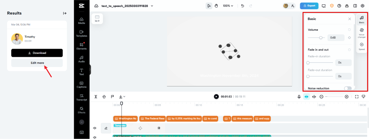 Editor ng video ng CapCut Web