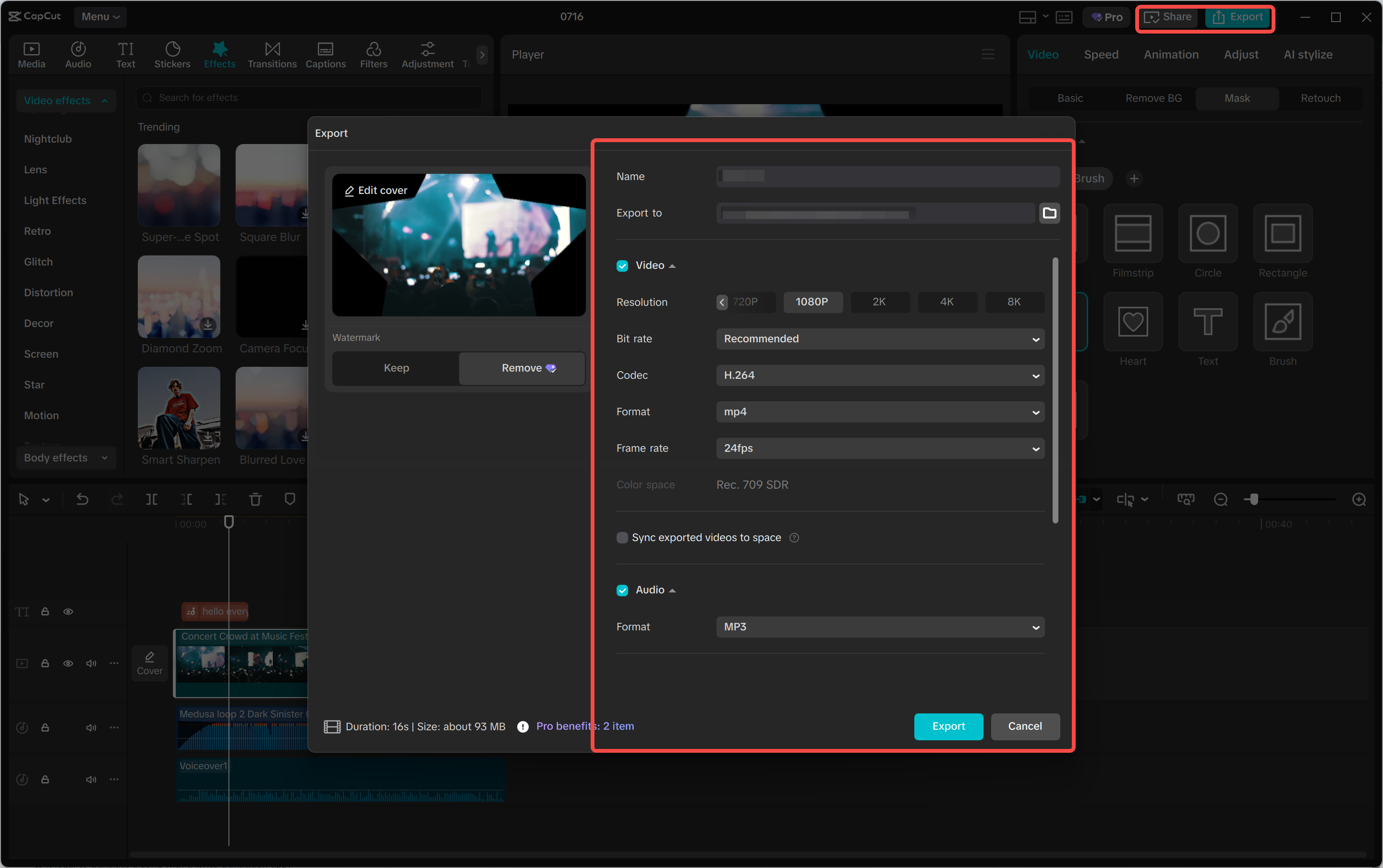CapCut Video exportieren