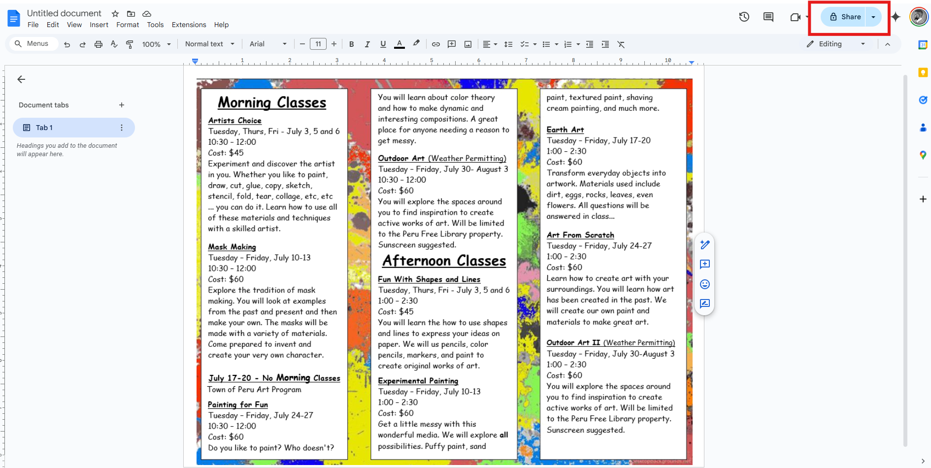Come creare un opuscolo utilizzando Google Docs