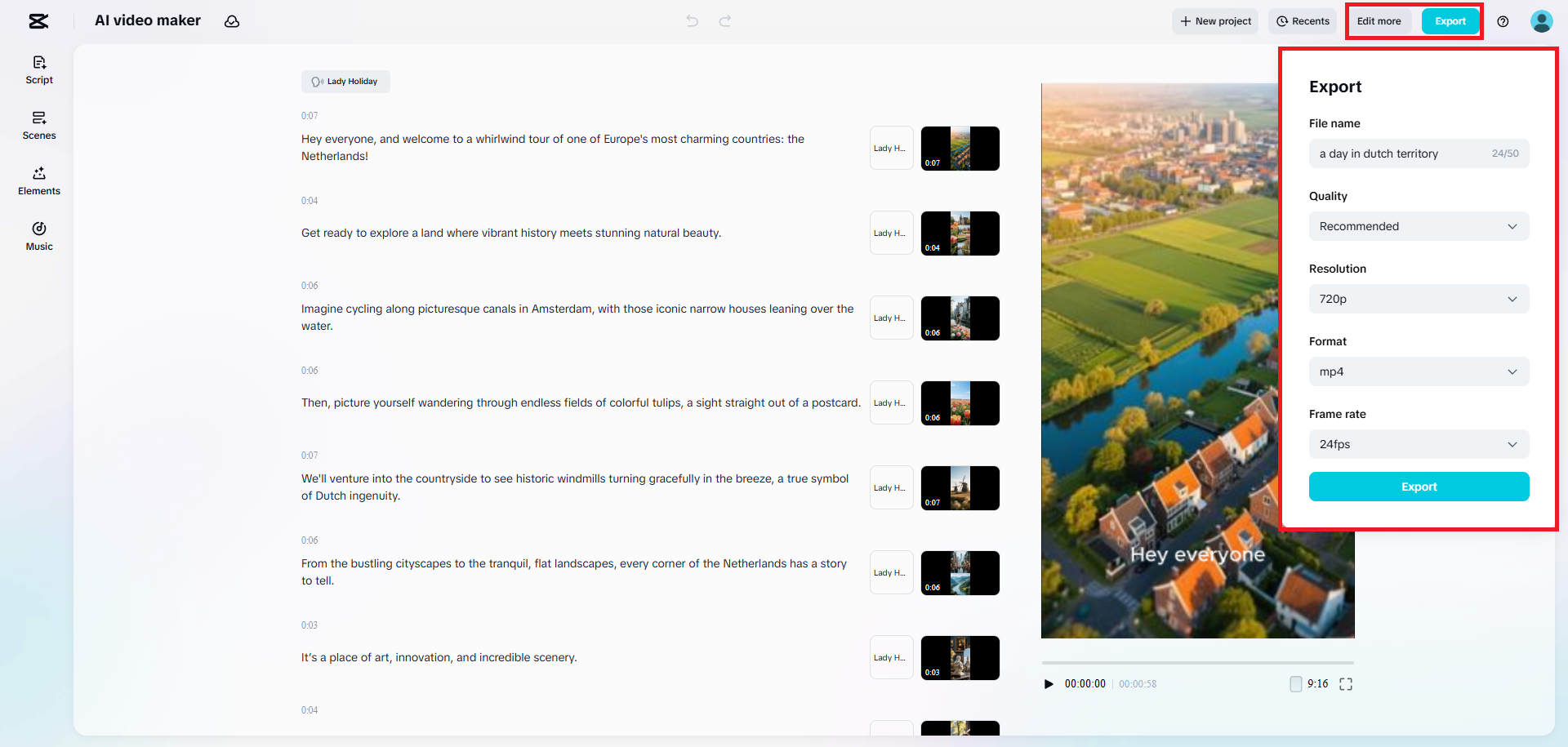Export your generated video