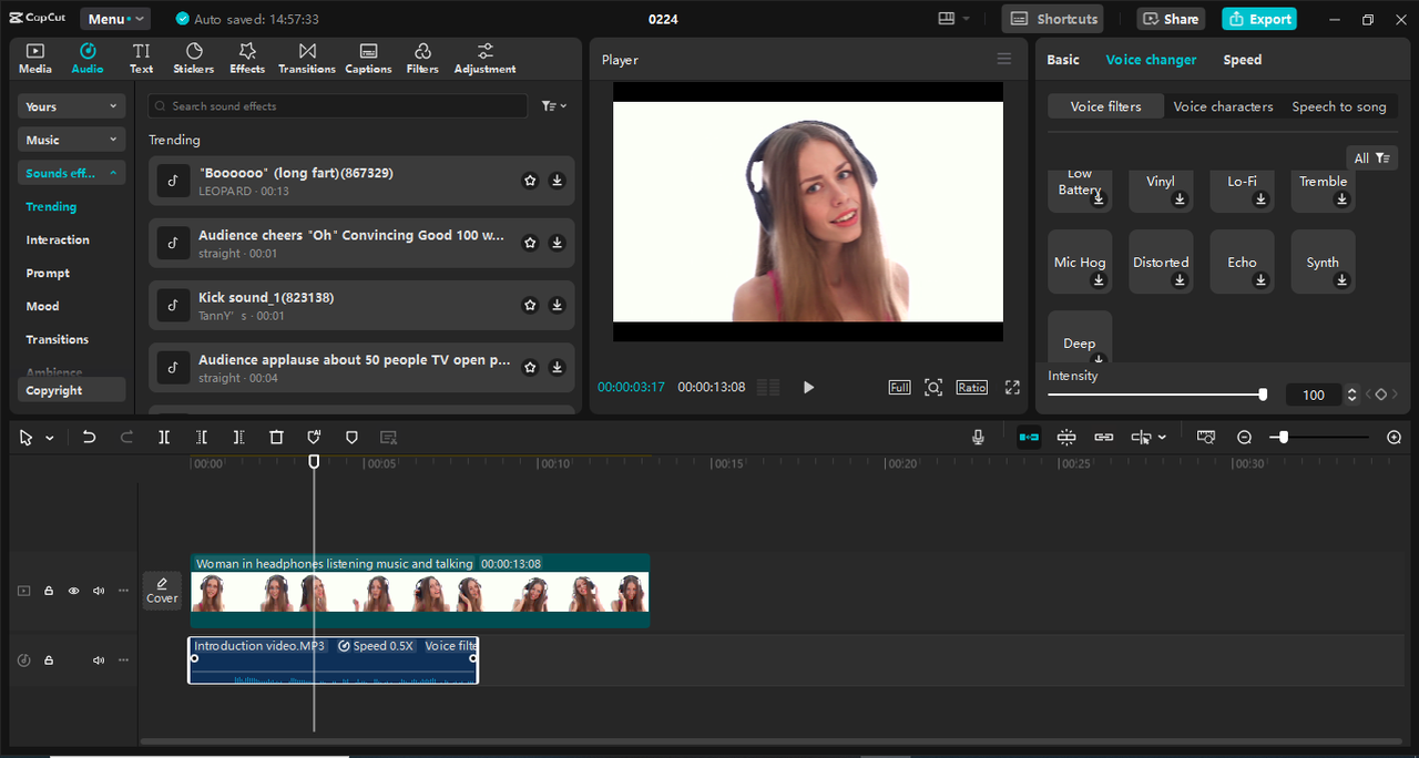 Interface of CapCut desktop video editor