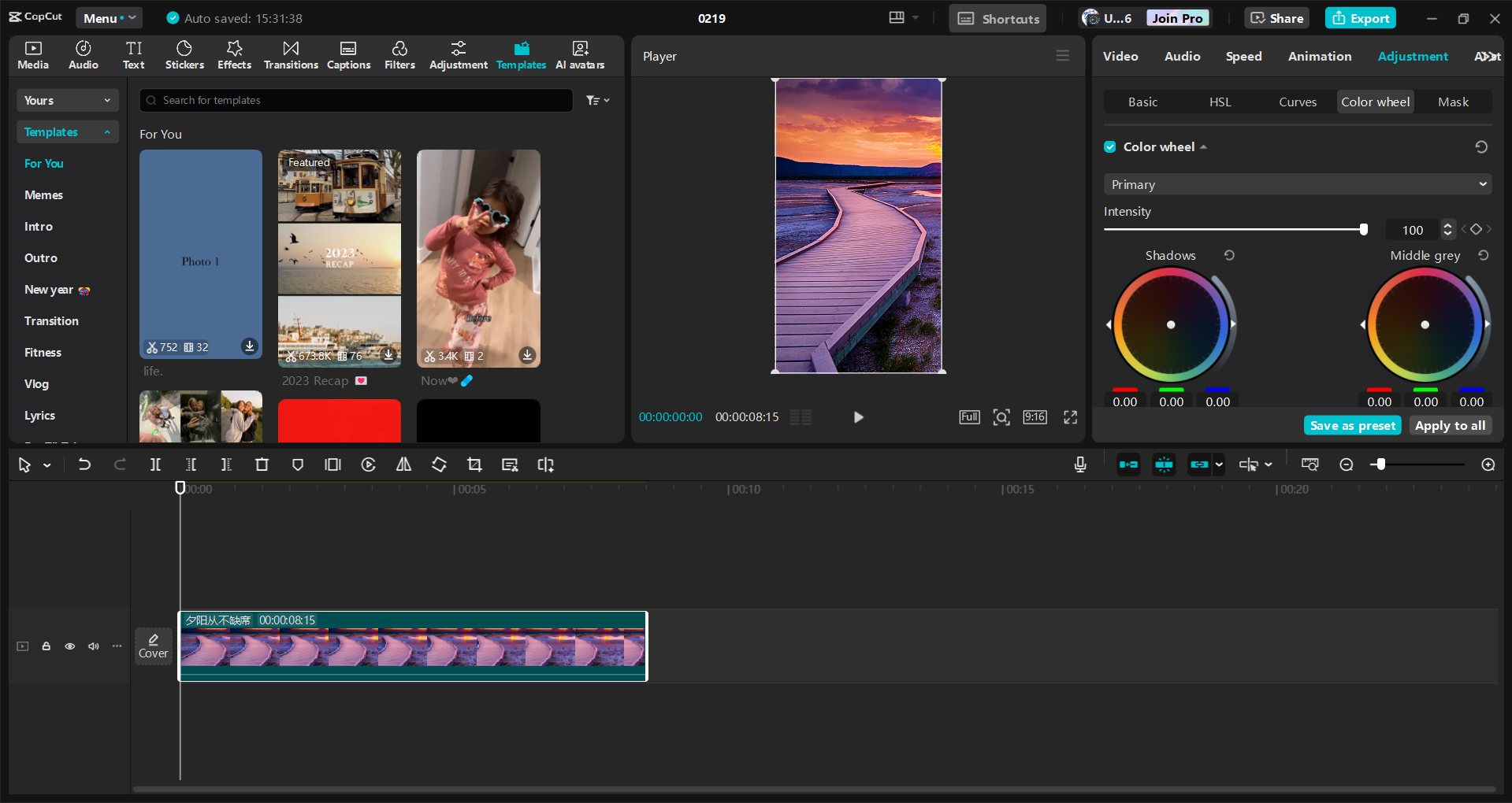 Interface do editor de vídeo para desktop CapCut - uma maneira fácil de editar vídeos do YouTube