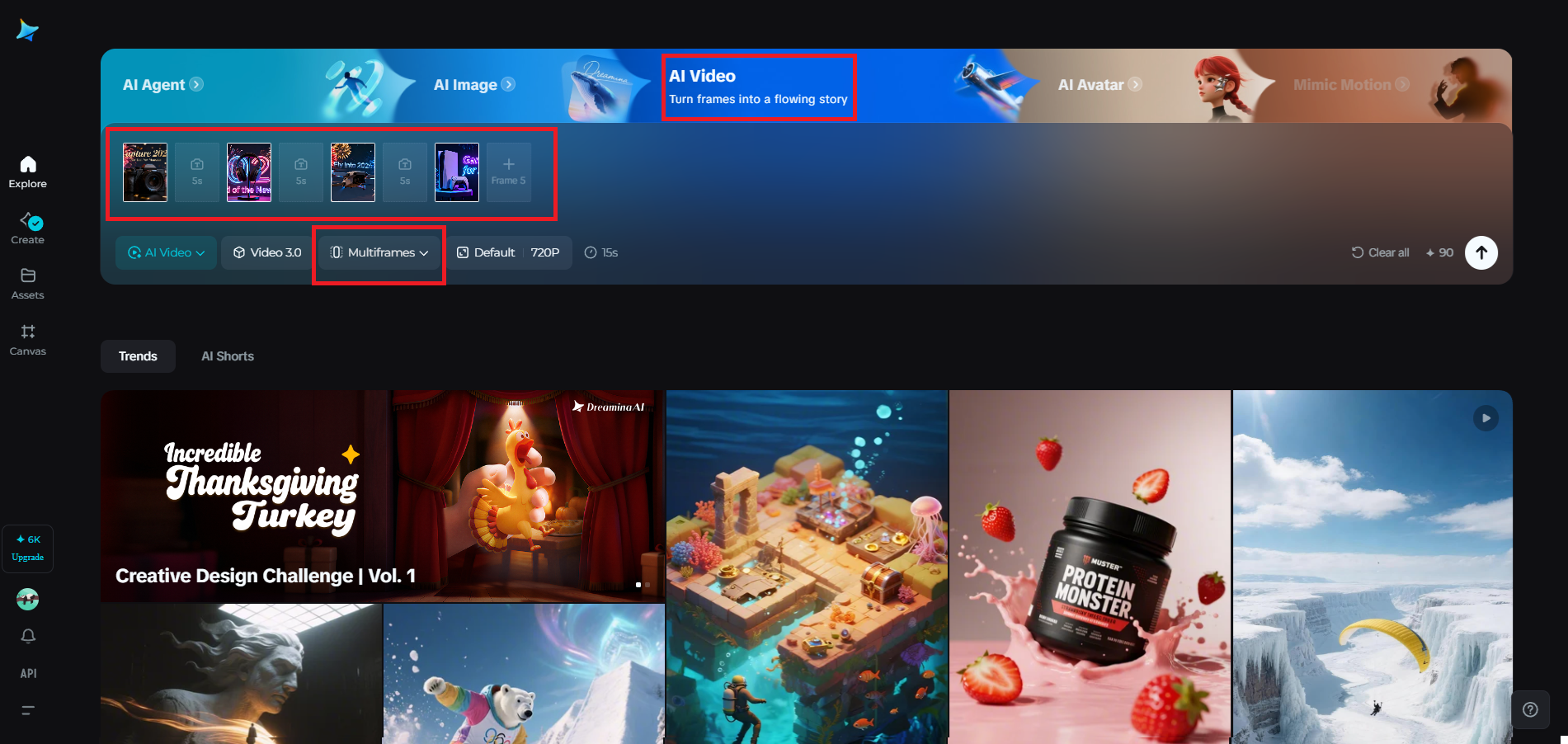 Create or upload campaign scenes using Multiframes