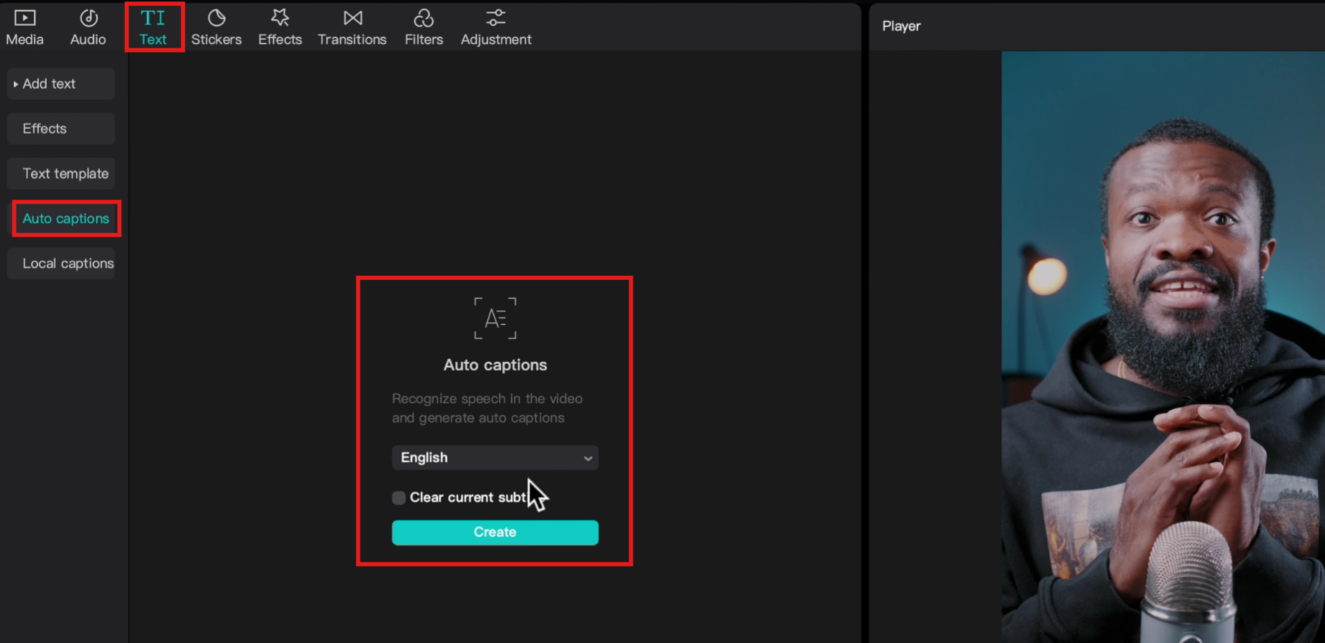 Add captions to the video