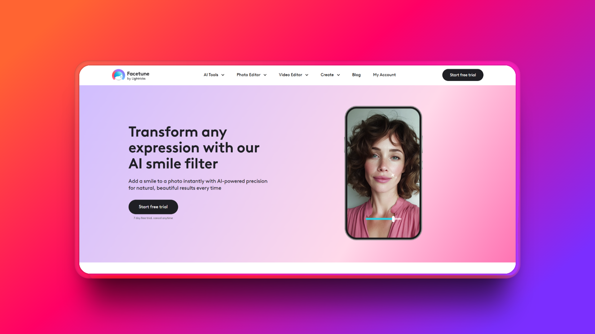 Facetune AI smile filter