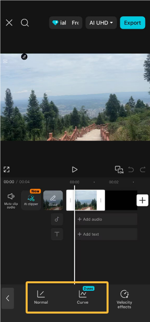 Access the speed control in CapCut