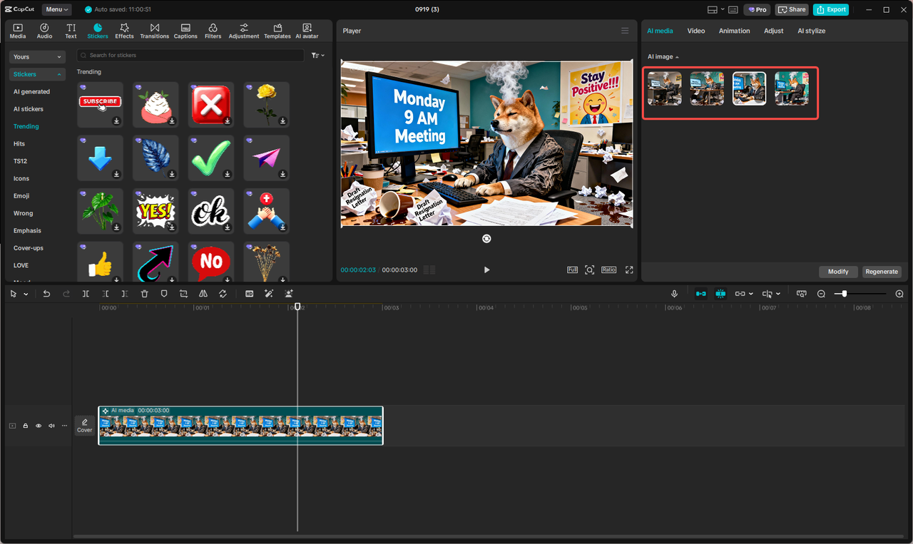 Enhance your generated meme